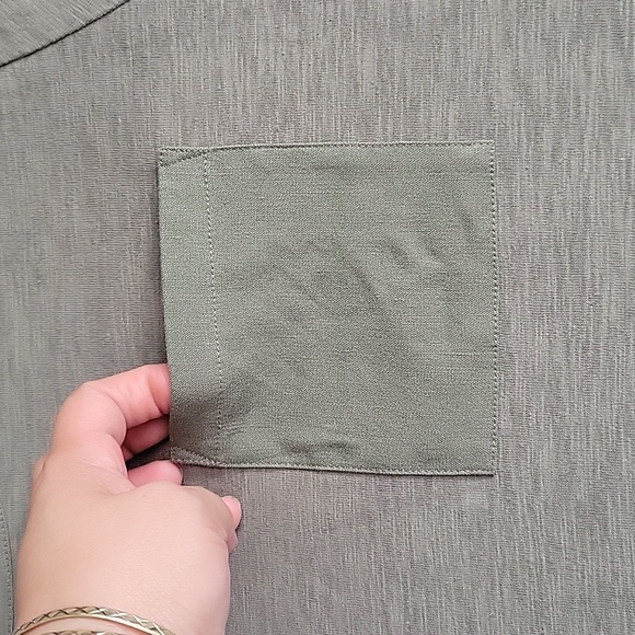 Soft Surrounding Dress Olive Green Linen Blend Midi Stretch Transitional 1X XLP - Picture 4 of 16